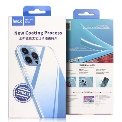 IMAK UX-10 series TPU phone case retail boxes, clear case shown on packaging