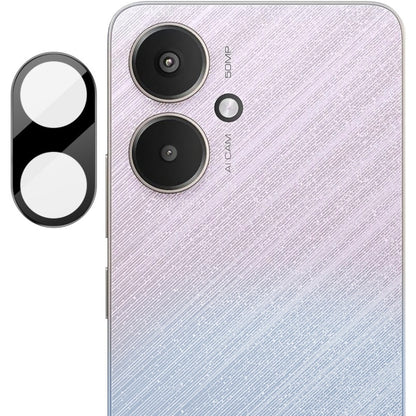 Phone rear camera area with black glass lens film and lens cutout pieces