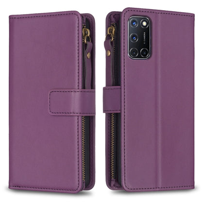 Rose purple leather wallet phone case with zipper, card slots, and flip cover