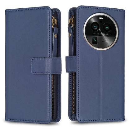 Blue leather wallet phone case with zipper and card slot window