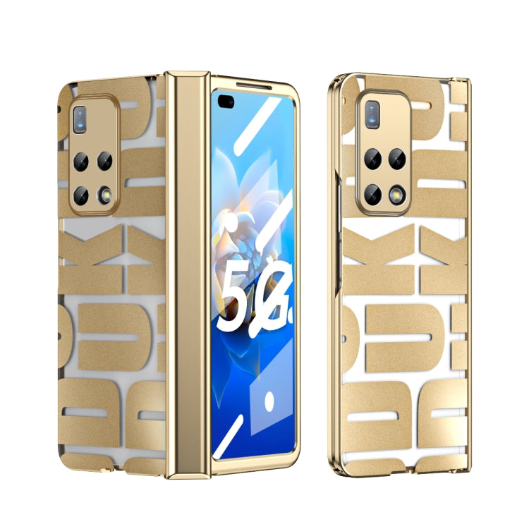 Tyrant gold folding phone case with hinge, textured back panel, camera cutouts