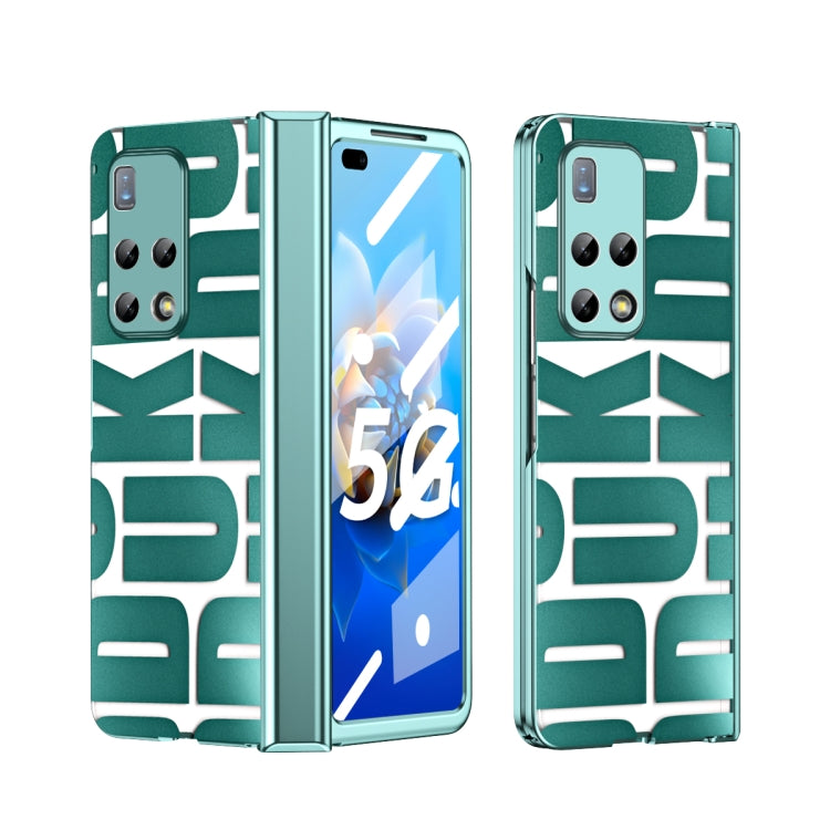 Huawei Mate X2 folding phone case, green electroplated design with hinge and camera cutout