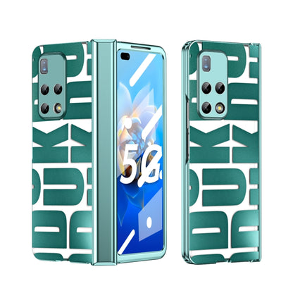 Huawei Mate X2 folding phone case, green electroplated design with hinge and camera cutout