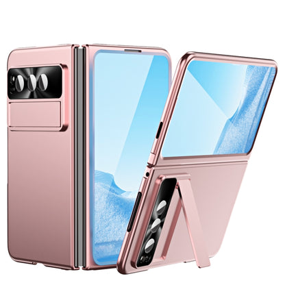 Pink folding phone case with metal bumper and camera cutout for Pixel Fold