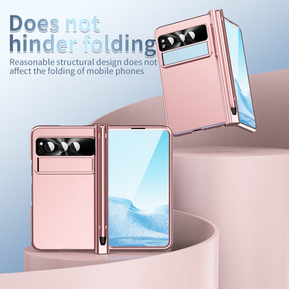 Pink folding phone case with hinge design and kickstand, camera cutout for Pixel Fold