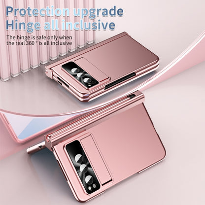 Pink folding phone case with rear camera cover and kickstand, Pixel Fold