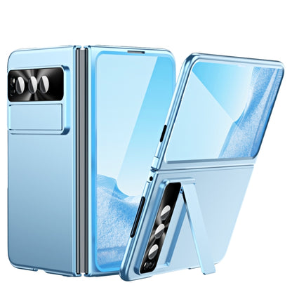 Blue folding phone case with kickstand and camera cutout for Pixel Fold