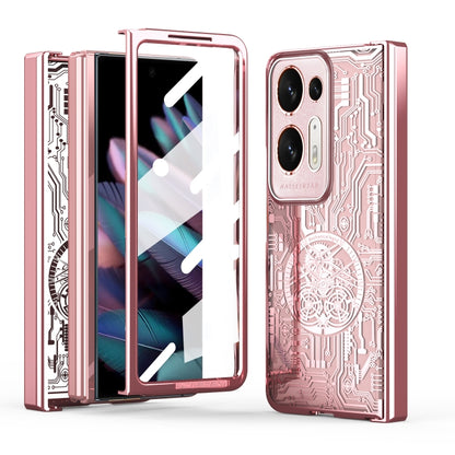 Mechanical electroplating phone case with circuit pattern, rose gold, for OPPO Find N series.