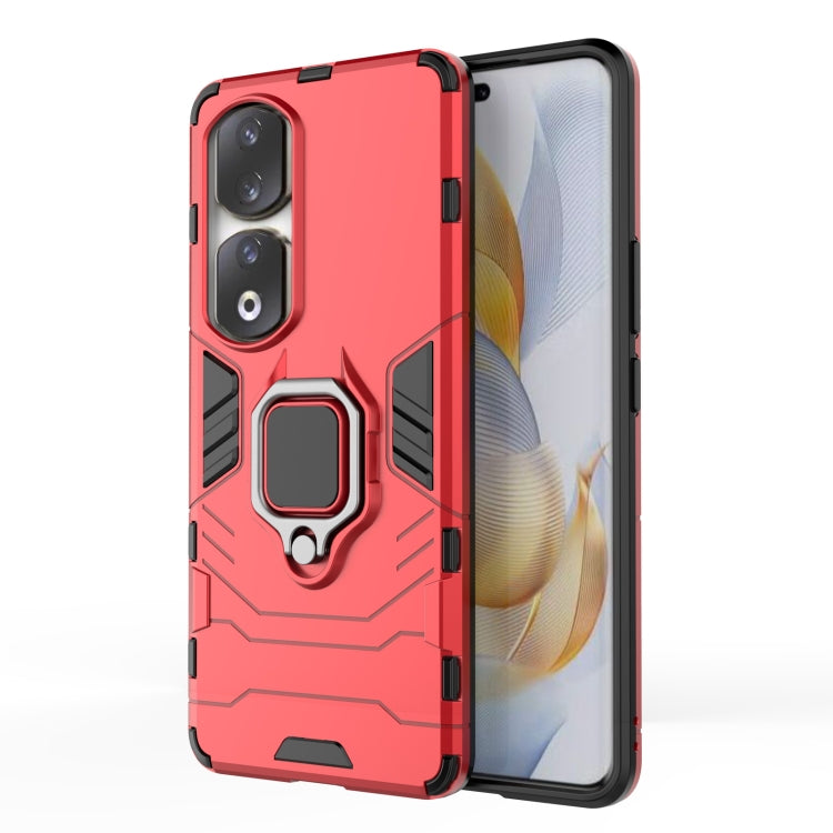 Red TPU phone case with magnetic ring holder and rugged corner protection