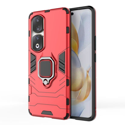 Red TPU phone case with magnetic ring holder and rugged corner protection