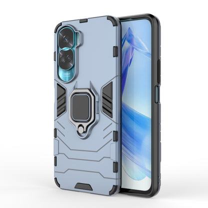 Navy blue rugged phone case with magnetic ring holder and camera cutouts