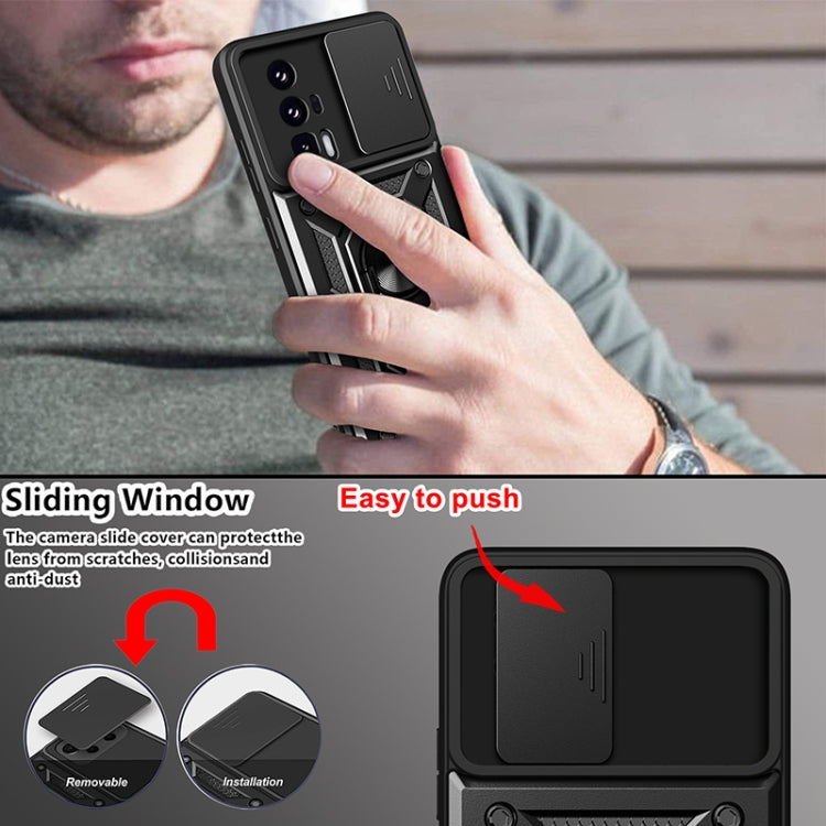 Black hybrid TPU phone case with sliding camera cover for Xiaomi Poco F5 Pro