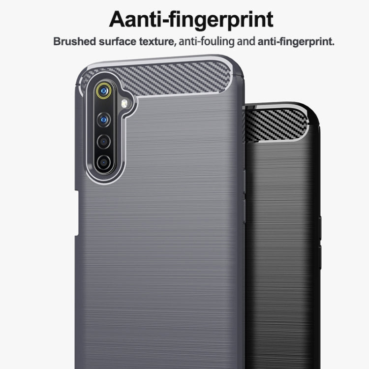 Gray/black brushed TPU phone case with carbon-fiber textured top and anti-fingerprint finish