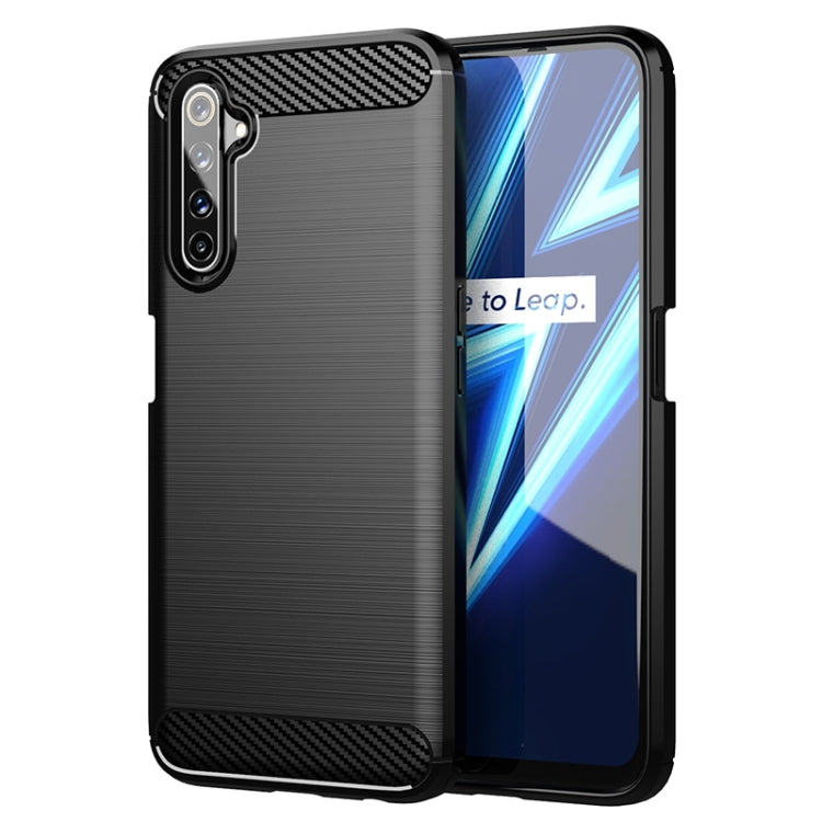 Black brushed carbon fiber TPU phone case with carbon-fiber textured top and bottom grips