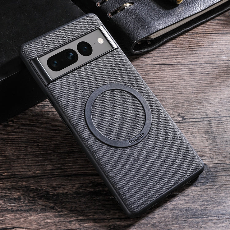 MagSafe magnetic ring cloth-texture phone case, dark gray with large circular ring