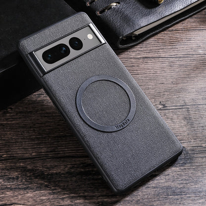 MagSafe magnetic ring cloth-texture phone case, dark gray with large circular ring