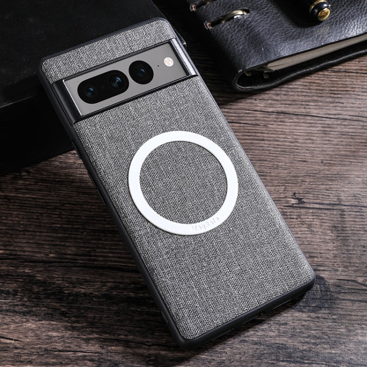 MagSafe magnetic ring cloth-texture phone case, dark gray with white magnetic ring