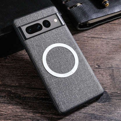 MagSafe magnetic ring cloth-texture phone case, dark gray with white magnetic ring