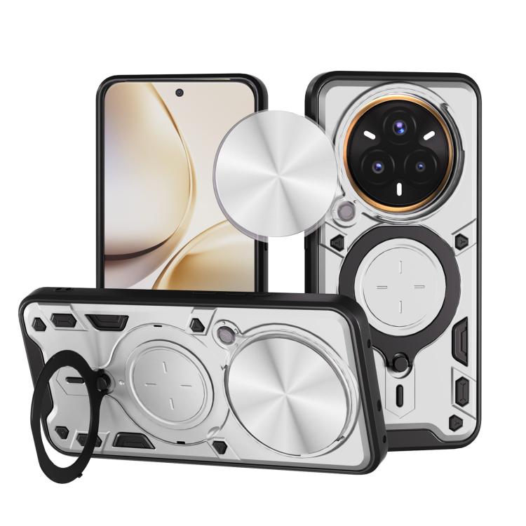 White/silver textured phone case with sliding magnetic camshield and ring holder