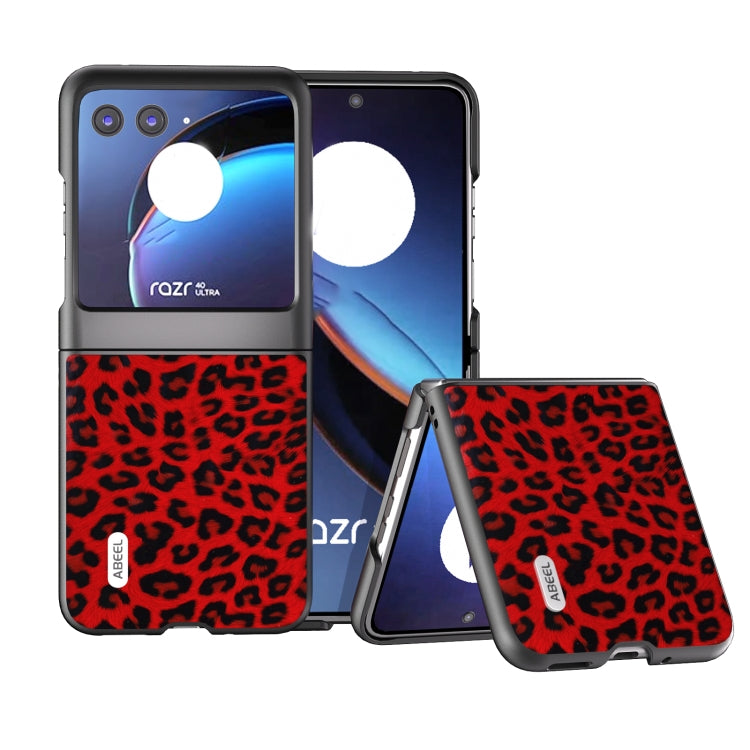 Leopard print phone case with black edge, red pattern