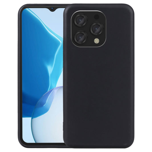 Black TPU phone case with camera cutout and raised edge for screen protection