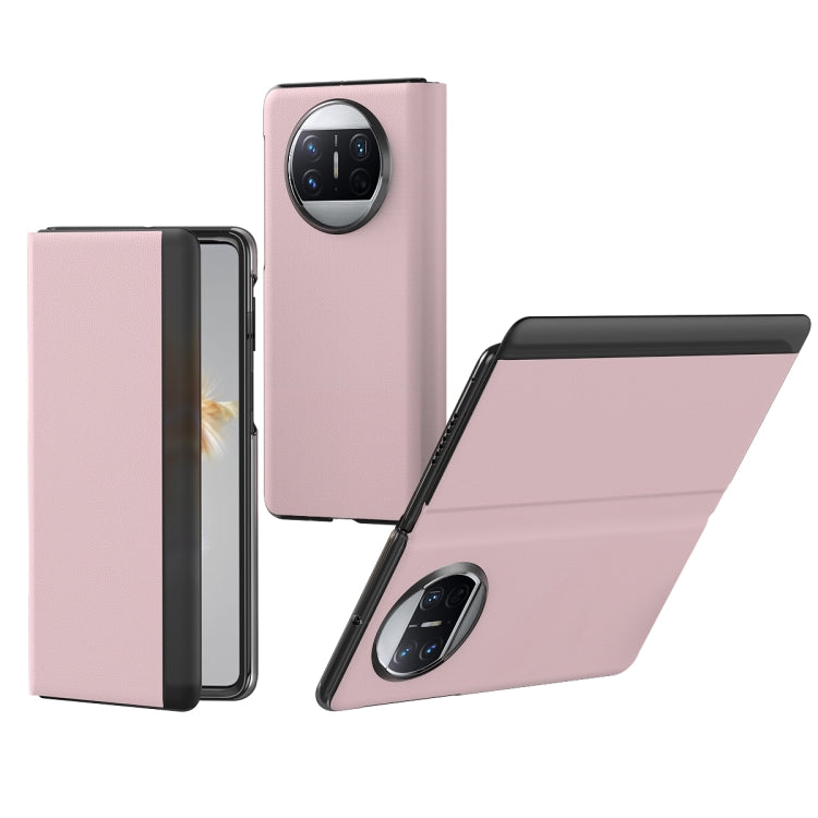 Pink folding protective phone case with camera window for Huawei Mate X3.