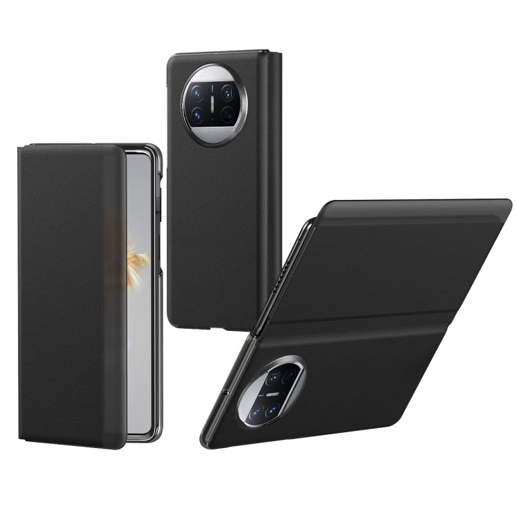Black folding protective phone case with camera window for Huawei Mate X3.