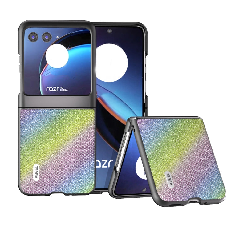 Rainbow diamond-edge phone case with kickstand and cutouts for foldable Motorola Razr Ultra