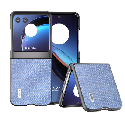 Sapphire blue diamond-texture phone case with black trim, for Motorola Razr