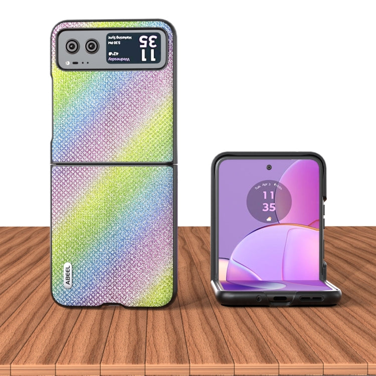 Rainbow diamond-edge phone case, two-piece foldable style with textured glitter finish