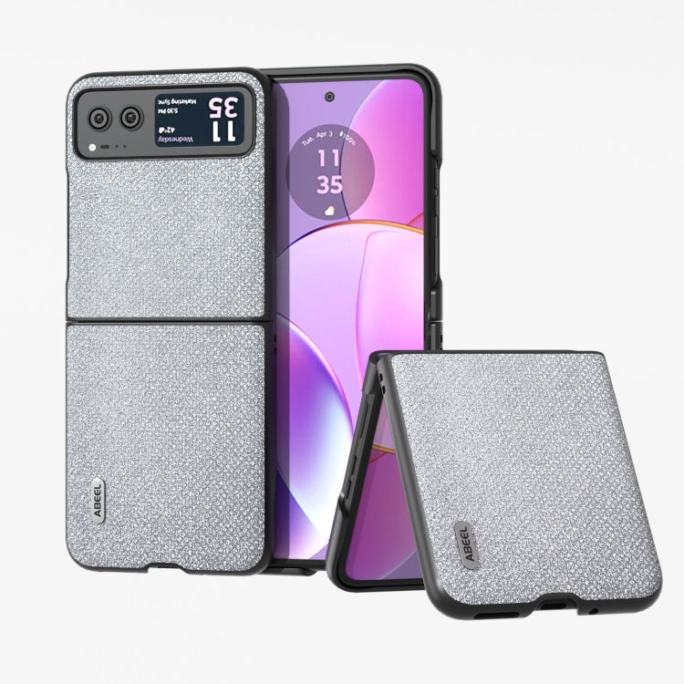 Silver diamond-edge phone case with two-panel foldable design and textured finish