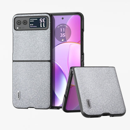 Silver diamond-edge phone case with two-panel foldable design and textured finish