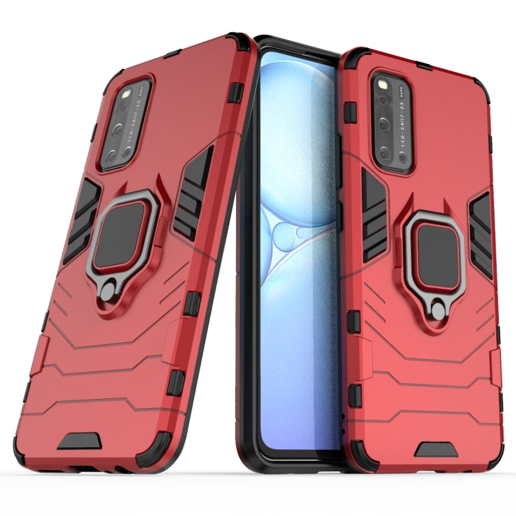 Red armor phone case with ring holder, shockproof TPU/PC, port cutouts