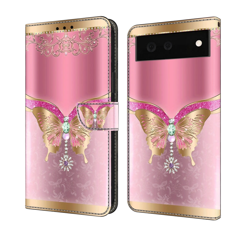 Shockproof leather phone case with pink butterflies, gold glitter accents, and floral ornament