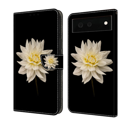 Shockproof leather phone case with white daisy-style flower and subtle crystal sparkle trim
