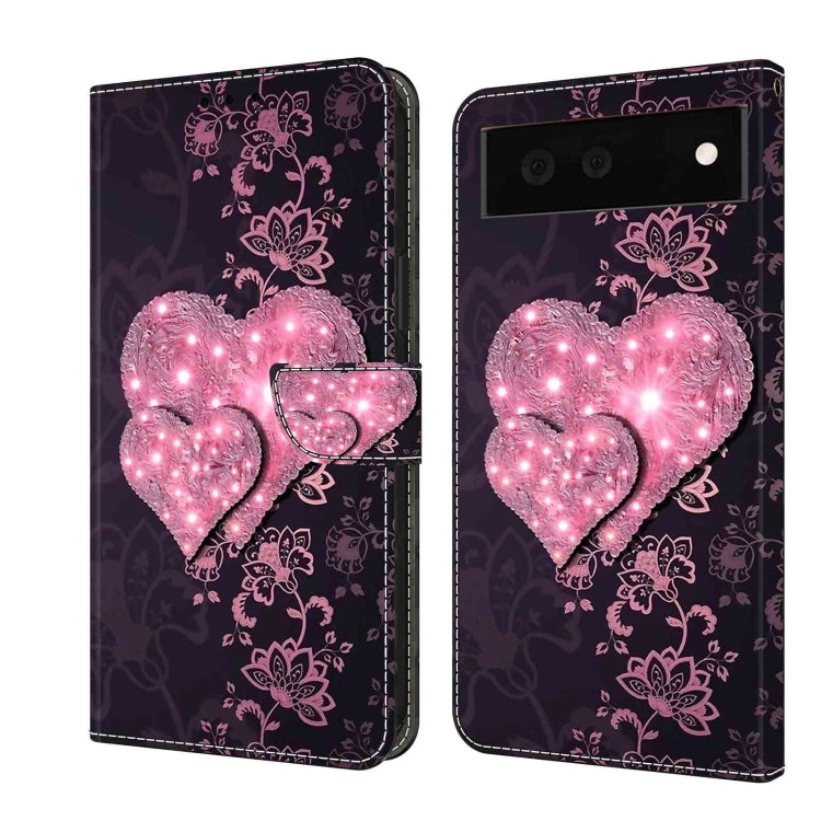 Dark purple shockproof leather phone case with glowing pink heart and floral pattern