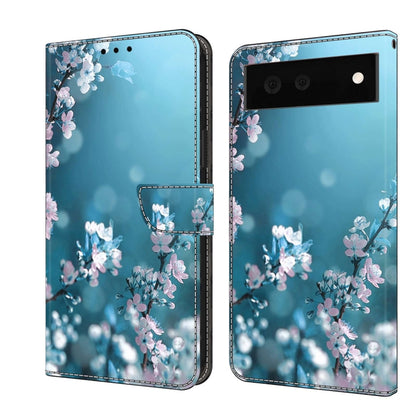 Light blue shockproof leather phone case with pink and white blossom floral design