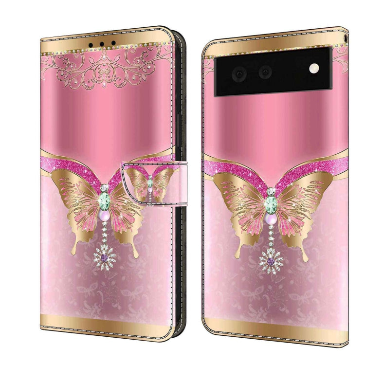 Decorative leather phone case with pink butterfly embellishment and lace ornament design and flip