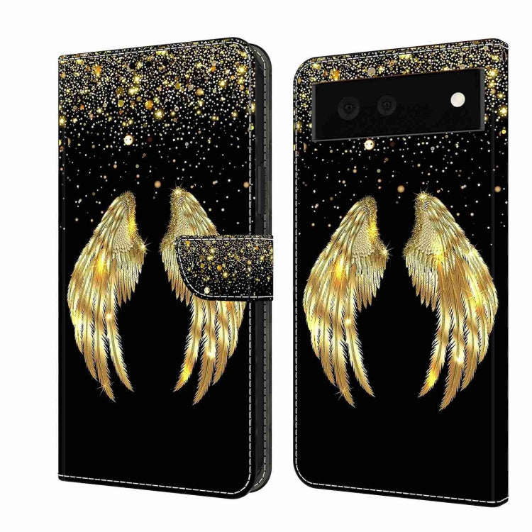 Black glitter wallet phone case with gold feather angel-wing design and camera cutout