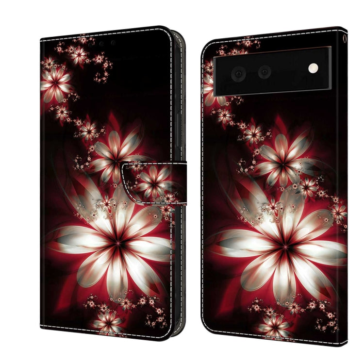 Red and white floral starburst wallet phone case with folio strap and camera cutout