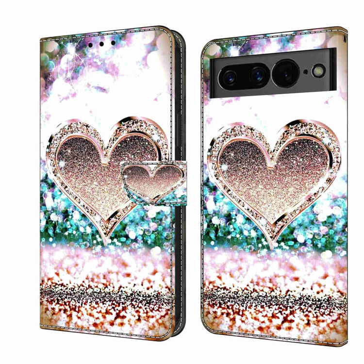 Leather-style phone wallet case with heart glitter design and sparkling bokeh print