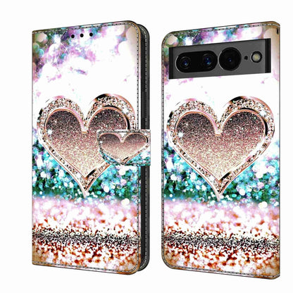 Leather-style phone wallet case with heart glitter design and sparkling bokeh print