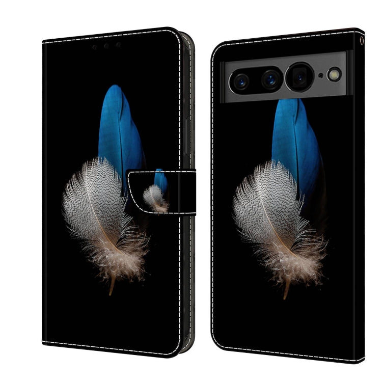 Shockproof 3D crystal phone case with blue feather and silver feather on dark background