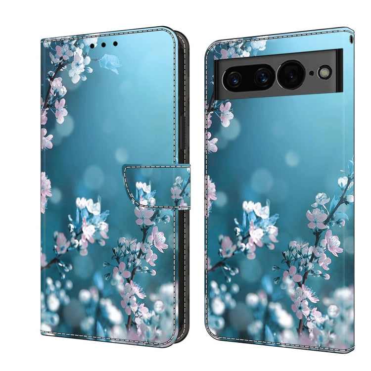 Shockproof 3D crystal phone case with light blue background and cherry blossom branches