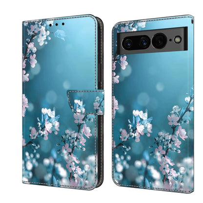 Shockproof 3D crystal phone case with light blue background and cherry blossom branches
