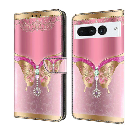 Shockproof flip phone case with pink butterfly and gold ornament lace pattern