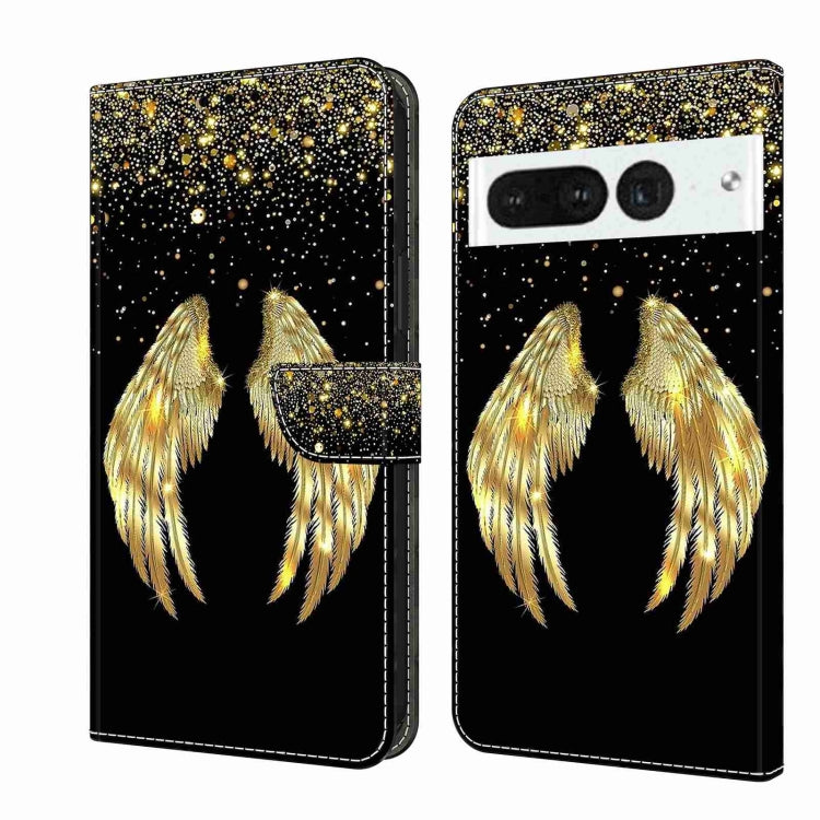 Wallet-style phone case with golden feather design and black glitter backdrop