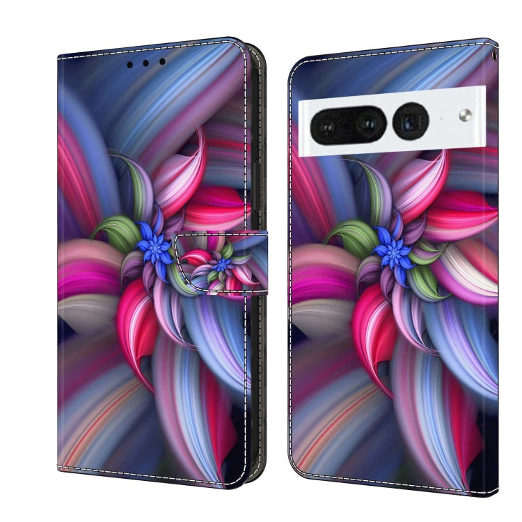 Leather-style phone wallet case with colorful flower swirl artwork and card slot