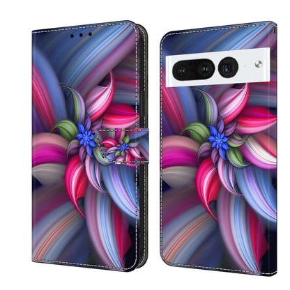 Leather-style phone wallet case with colorful flower swirl artwork and card slot
