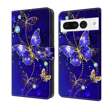 Leather-style phone wallet case with blue butterflies and gem-like crystal accents